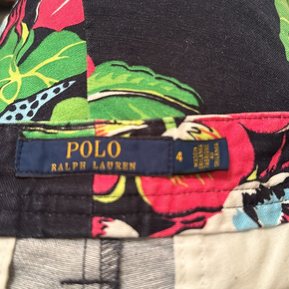 Polo Ralph Lauren Blue Pink Green Linen Cotton Blend Floral Print Shorts - Picture 5 of 6